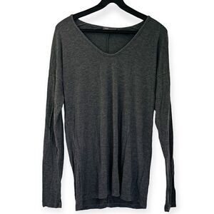 Vince Gray Drop Shoulder V-Neck Top Size Medium